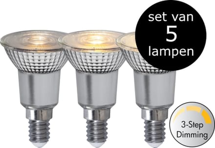 Star Trading - 5-pack | LED - 3 standen- Spot - E14 - 4W - Extra Warm Wit - 2700K - Dimbaar