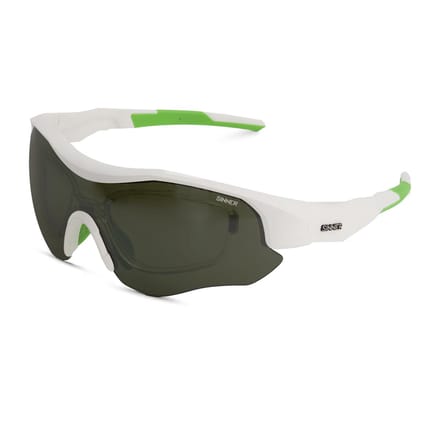 SINNER Triple II - Sportbril/ Zonnebril - SINTRAST® lenzen - Wit/ Groen - Golf lens - Unisex - One size