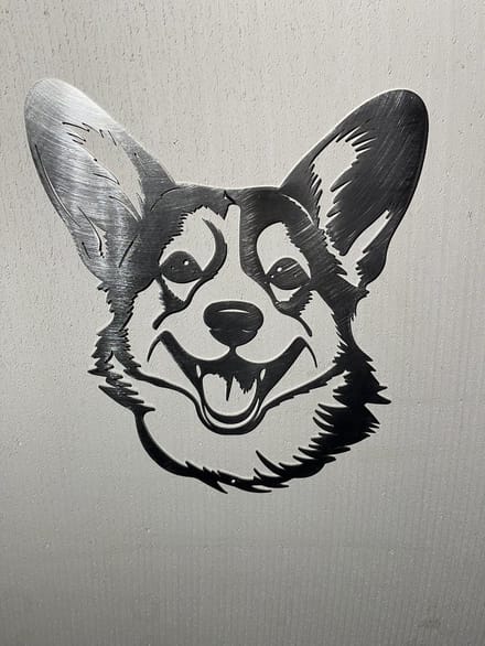 Metalen hond - Corgi 2 - wanddecoratie - Tuindecoratie