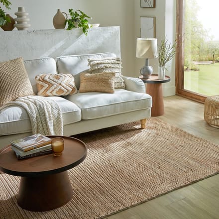 Flycarpets Laagpolig vloerkleed Drew Braid Kader - Handgeweven - Naturel 200 x 290 cm