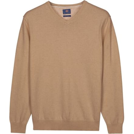 Baileys Trui Solid Color V-Neck Cotton Single Knit Zand / male