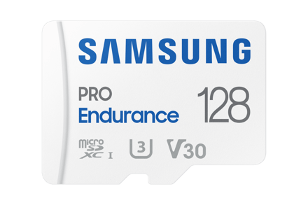 Samsung PRO Endurance microSDXC-kaart 128 GB Class 10, UHS-Class 3, v30 Video Speed Class 4K-video-ondersteuning, Incl. SD-adapter, Schokbestendig