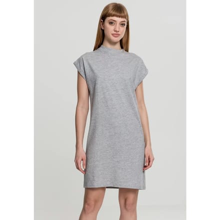 Urban Classics - Turtleneck Extended Shoulder Korte jurk - S - Grijs