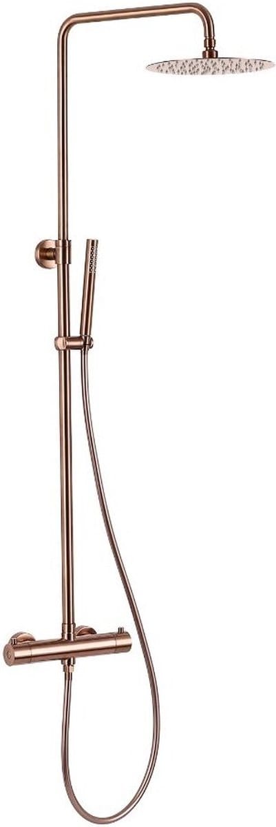 Opbouw regendouche 25cm hoofddouche thermostatisch mat rosé goud
