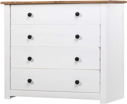Dressoir Kast - Opbergkast Buffet - Woonkamer Organiseren - Massief Hout - 80x40x73cm - Wit
