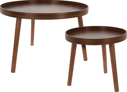 In & Out Deco bijzettafel - salontafel set rond walnoot