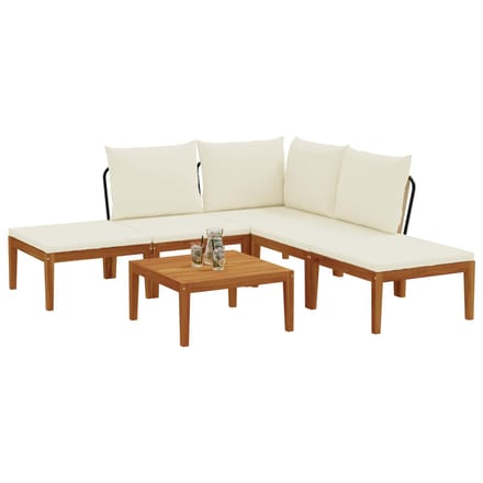 vidaXL - 6 - st - Massief - acaciahout - & - touw - Naturel