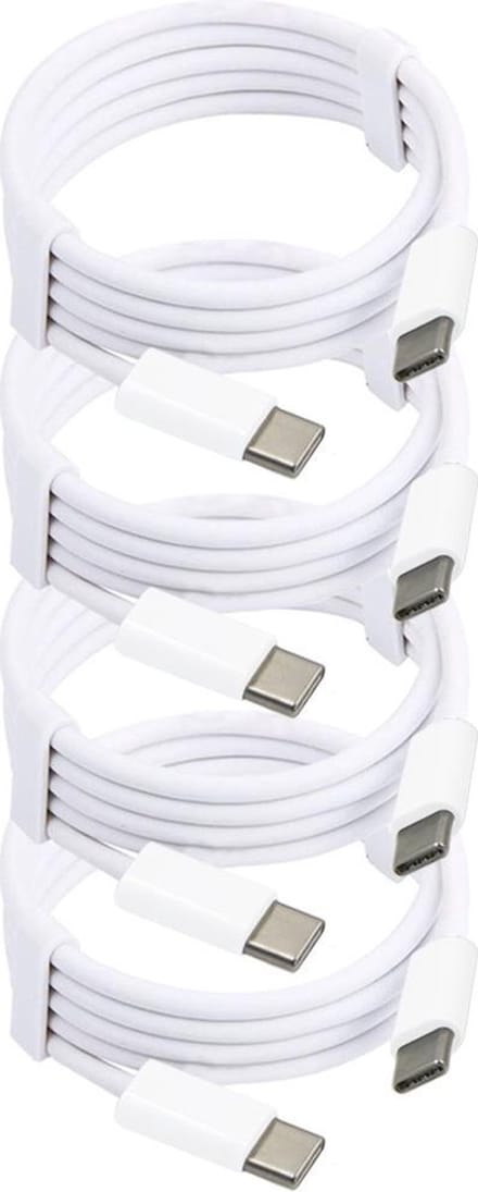 MMOBIEL 4x USB - C naar USB - C Oplaad Kabel 2 meter Wit - voor Telefoon / Tablet / Laptop
