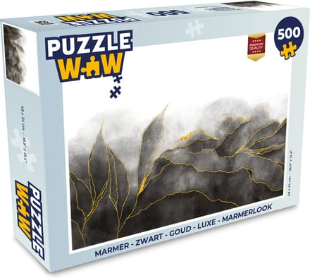Puzzel Marmer - Zwart - Goud - Luxe - Marmerlook - Legpuzzel - Puzzel 500 stukjes