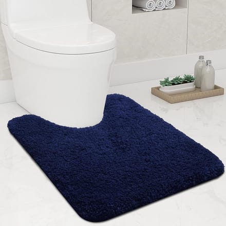 Zachte antislip toiletmat met uitsparing - 51 x 61 cm - Marineblauw