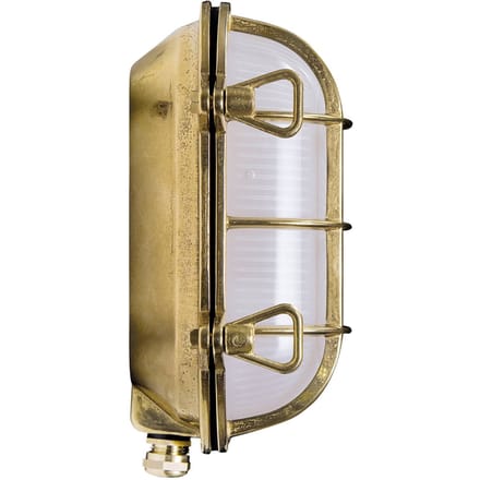 Moretti Luce Ovale scheepslamp Hook, messing, opaal