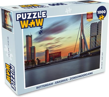 Puzzel Rotterdam - Erasmus - Zonsondergang - Legpuzzel - Puzzel 1000 stukjes volwassenen