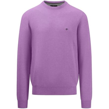Fynch-Hatton Trui Fine Structure Cotton O-Neck Dusty Lavender / male