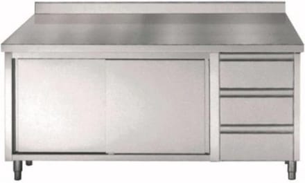 700 Werktafel Schuifdeuren Laden Rand 1800 - Combisteel