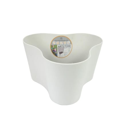 Artstone bloempot Claire wit 26 cm met drainagesysteem voor binnen en buiten.