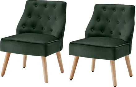 Emery-Loungestoel in fluweel groen Set van 2