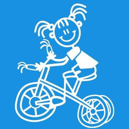 Meisje op driewieler - autosticker - wit - 6,5 cm