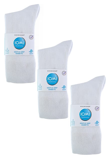 IOMI - Set van 6 naadloze bamboesokken voor diabetischei - Wit