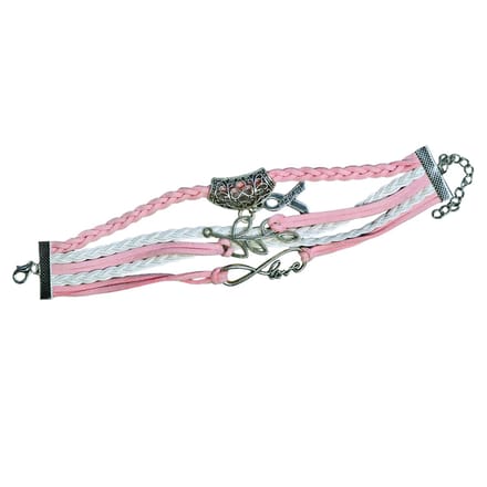 Fako Bijoux® - Multi Armband - Infinity Love Tak Breastcancer - Roze