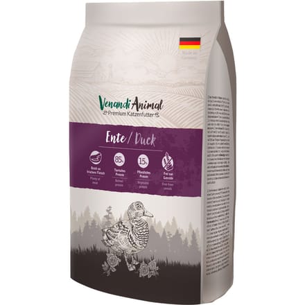 3x1,5kg Venandi Animal Duck Kattenvoer droog