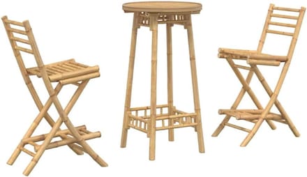 Opvouwbare Barset - Buitenmeubels Bamboe - Terras Ontspanning - Compact Opvouwbaar - 55x55x100cm - Bruin