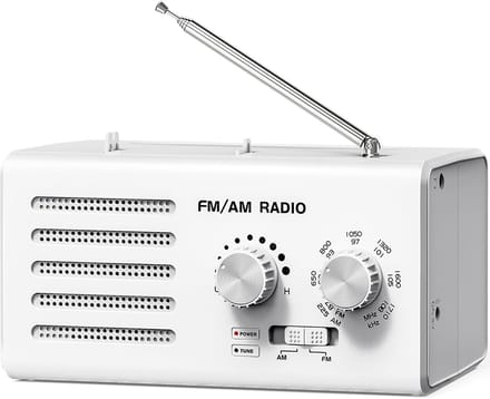 Draagbare Radio - FM/AM - Sterke Ontvangst - Batterij & Netstroom - wit
