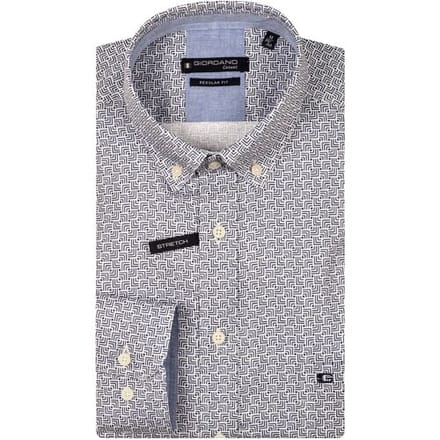 Giordano Overhemd Ivy Satin Stretch Abstract Pattern Navy / male