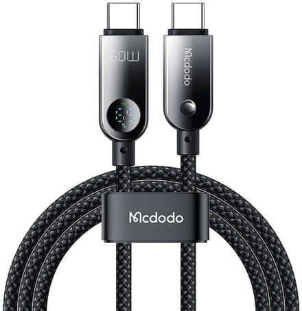 USB-C - USB-C McDodo CA-4780 Display Data- en Oplaadkabel, 60W, 1.2m, Zwart