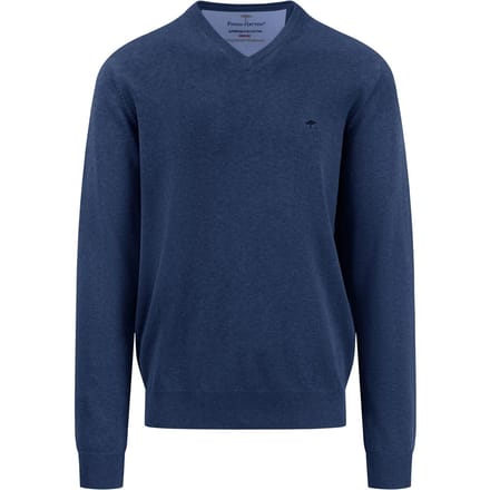 Fynch-Hatton V-hals Trui Donkerblauw 100% Katoen Regular Fit - S