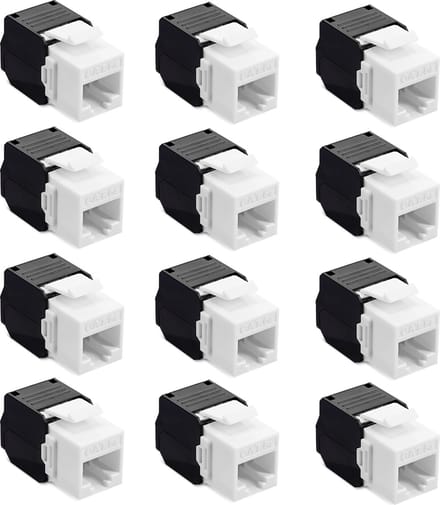 kwmobile niet-afgeschermde keystone module jacks - 12 stuks Cat6 RJ45 ethernet module connectors - Voor patch bays en panelen - 1 Gbit