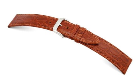 Lederband Bahia 20mm cognac met Krokodillenprint