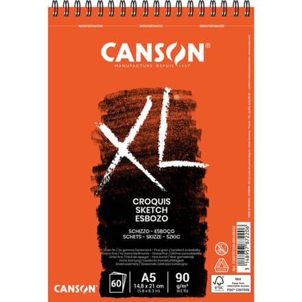 Canson schetsblok XL formaat 148 x 21 cm (A5) blok van 60 blad