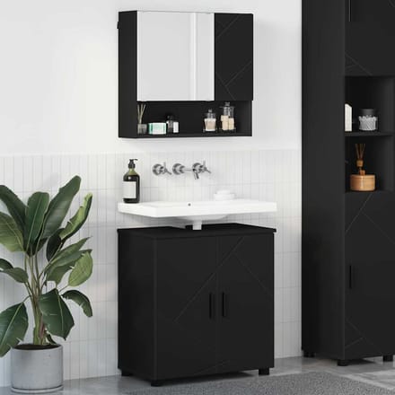 vidaXL - Badkamermeubel - Set - 2 - st - Zwart - 61 - x - 35 - x - 64 - cm