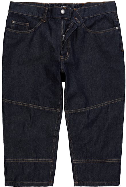 Men Plus - Heren - 3/4-jeans denim 5-pocket elastische tailleband - Donkerblauw denim - Maat 52