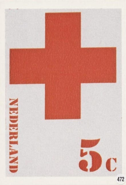 Briefkaart met afbeelding het Rode Kruiszegels postzegel