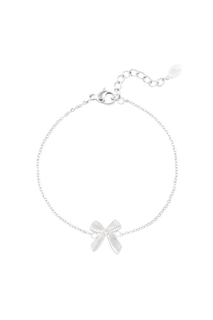 Bijoutheek Armband (Sieraad) Geribbeld Strikje Zilver