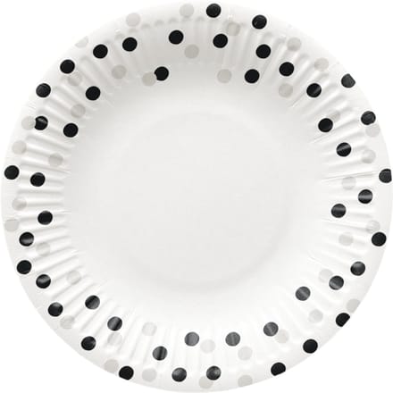 Papieren bordjes - 18 cm - Confetti Silver-Black