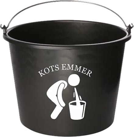 Emmer - Kots emmer - Cadeau emmer - met tekst - 12 liter - zwart