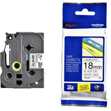 Labeltape brother p-touch tze-241 standaard 18mm Zwart op wit