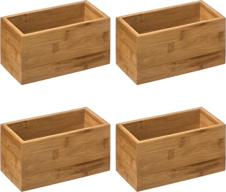 5Five Opberg/sorteer/lade verdelers bakjes - 4x stuks - bamboe hout - 18 x 9 x 9.5 cm