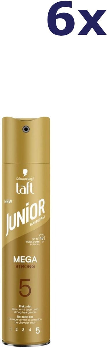 Taft Junior Hairspray Mega Strong - 6 x 250 ml - Voordeelverpakking
