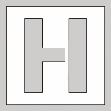 Spuitsjabloon letter H - dibond 500 x 500 mm