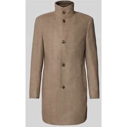 Slim fit lange wollen jas met visgraatmotief, model 'HYDE'