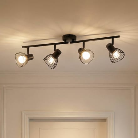 Lindby - plafondlamp - 4lichts - IJzer - H: 18 cm - E14 - zwart