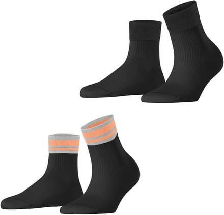 Esprit Retro Glitter 2-Pack gedessineerd katoen multipack sokken dames zwart - maat 35-38