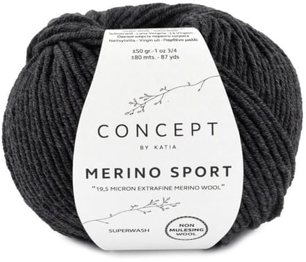 Katia Concept Merino Sport - 402 antracietgrijs - Wol Garen