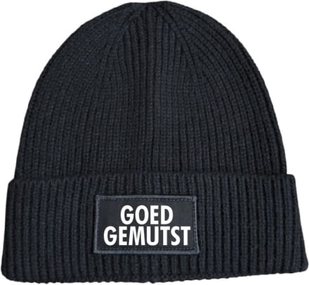 Goed gemutst wintermuts rib gebreid zwart | wit - soBAD. | Unisex | Skimuts | Muts | Kou | met grappige tekst | Winter | Beanie