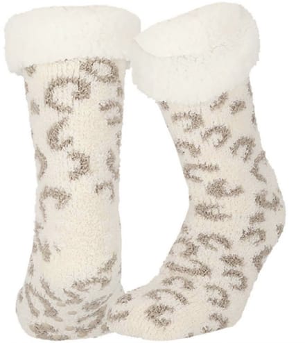 Apollo - Dames - Huissokken - Panterprint - Antislip - One Size - Beige