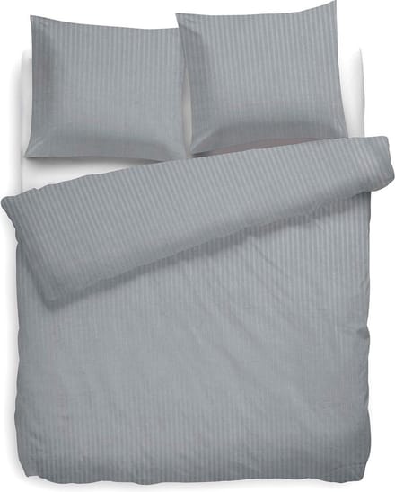 Heckett & Lane Uni Stripe Dekbedovertrek - Eenpersoons - 140x200/220 cm - Licht Grijs