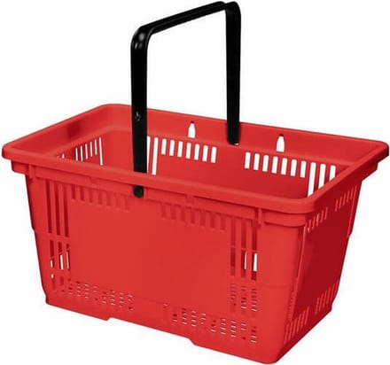 Winkelmandje 28 liter - rood - 1 handgreep - 10 stuks